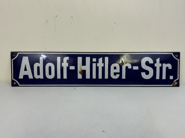 NAZI GERMANY ADOLF HITLER STR. PORCELAIN STEET SIGN