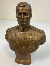 IMPERIAL RUSSIA TZAR NICKOLAS II BRONZE TABLE STATUE
