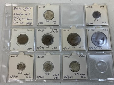 IMPERIAL RUSSIA LOT OF SILVER AND BRONZE COINS