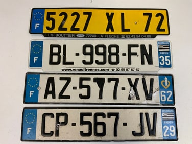 USED FRENCH LICENCE PLATES