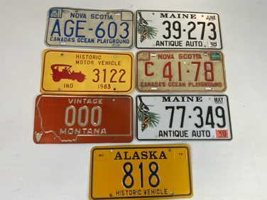 VINTAGE CANADIAN AND AMERICAN STATES LICENCE PLATES