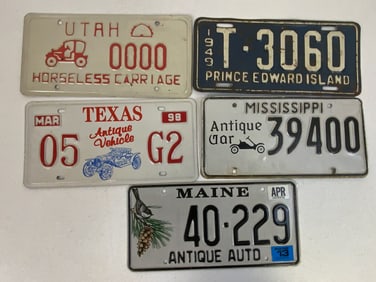 VINTAGE CANADIAN AND AMERICAN STATES LICENCE PLATES