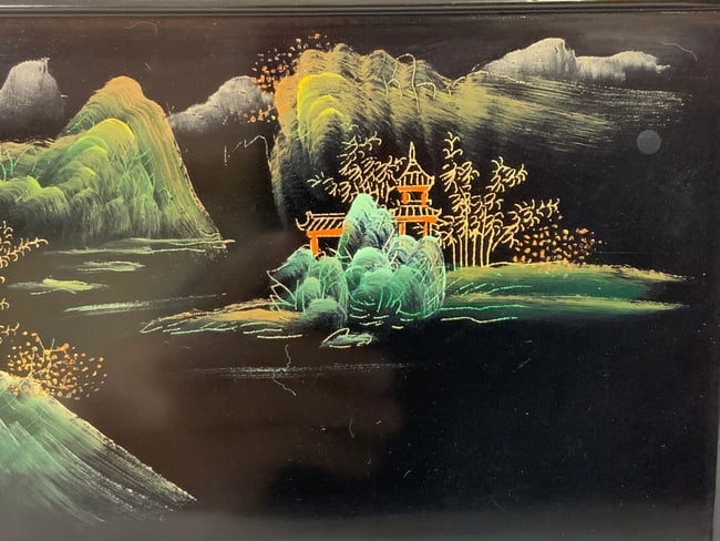 ANTIQUE ASIAN JAPANESE LACQUER TRAY HAND PAINTED