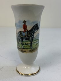 CANADA ROYAL MOUNTIE OLD FOLEY STAFFORDSHIRE ENGLAND PORCELAIN VASE