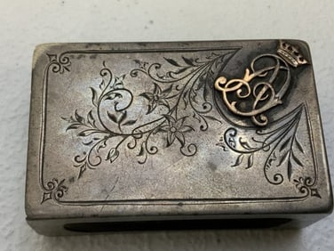ANTIQUE IMPERIAL RUSSIAN SILVER AND GOLD MATCH COVER