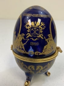 RUSSIAN PORCELAIN EGG ST. PETERSBURG 300 YEARS ANYVERSARY