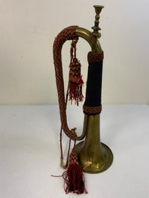 ANTIQUE 1899 FRENCH MILITARY BRASS TRUMPET