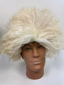 RUSSIAN CAUCASIAN COSSACK PAPAKHA LAMB FUR HAT - WHITE