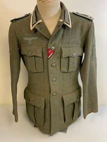 WWII SWEDISH MILITARY UNIFORM TUNIC WITH GERMAN INSIGNIAS CONVERTED FOR REENACTMENT