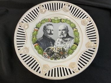 ANTIQUE WWI ERA IMPERIAL GERMAN PORCELAIN PLATE AUSTRIAN AND GERMAN EMPERORS