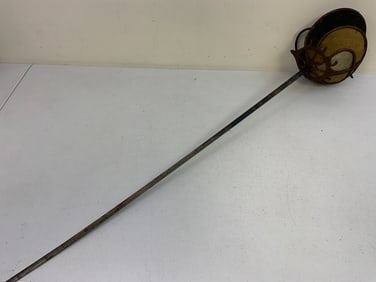 ANTIQUE GERMAN DUELLING FENCING SCHLAGER SWORD WITH DECORATED BLADE