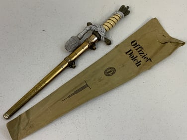 WWII GERMAN NAVY KRIEGSMARINE OFFICERS DAGGER F.W.HOLLER WITH PAPER BAG