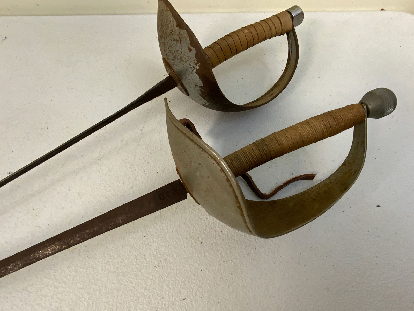 VINTAGE FENCING SWORDS SABERS: VINTAGE FENCING SWORDS SABERS . 42" LONG WITH 32" LONG BLADES.