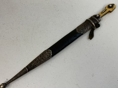 ANTIQUE RUSSIAN COSSACK CAUCASIAN KINJAL DAGGER 84 SILVER DECORATED