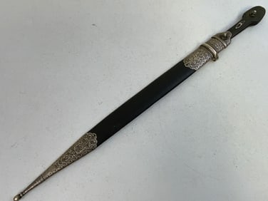 ANTIQUE RUSSIAN COSSACK CAUCASIAN KINJAL DAGGER SILVER DECORATED