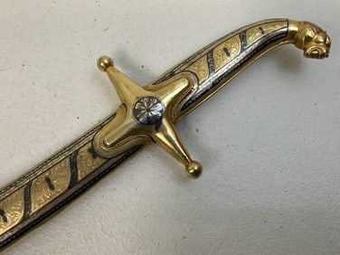 RUSSIAN DAGESTAN GILDED SILVER NIELLO DECORATED SWORD