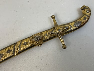RUSSIAN DAGESTAN GILDED SILVER NIELLO DECORATED SWORD