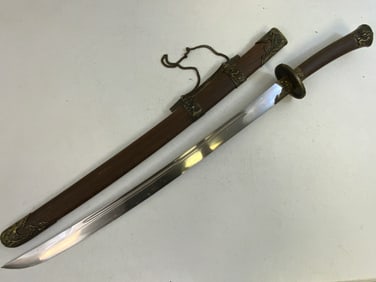 LARGE CHINESE DAO SWORD DRAGONS DECORATED