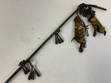 ANTIQUE MONGOLIAN SHAMAN STAFF STICK WITH BELLS