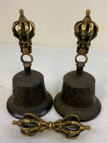 ANTIQUE BUDDHIST NEPALESE NYINGMA BELLS AND RITUAL VAJRA