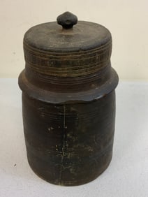 ANTIQUE BUDDHIST TIBETAN STORAGE CONTAINER FOR TEMPLE USE WITH MANDALA OFFER SPICE RICE