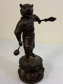 ANTIQUE TIBET LION HEADED GODDESS STATUE SCULPTURE