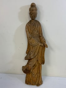 ANTIQUE CHINA KWAN YIN WOODEN CARVED STATUE SCULPTURE