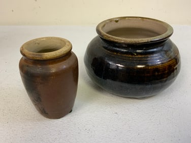 ANTIQUE BUDDHIST ASH GLAZED ALTAR BOWLS. MONGOLIA.C.1850.