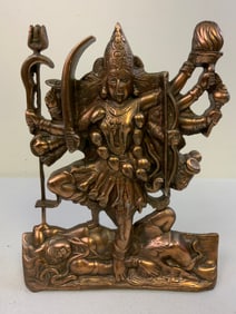 HINDU GODDESS KALI STANDING ON SHIVA BRASS STATUE