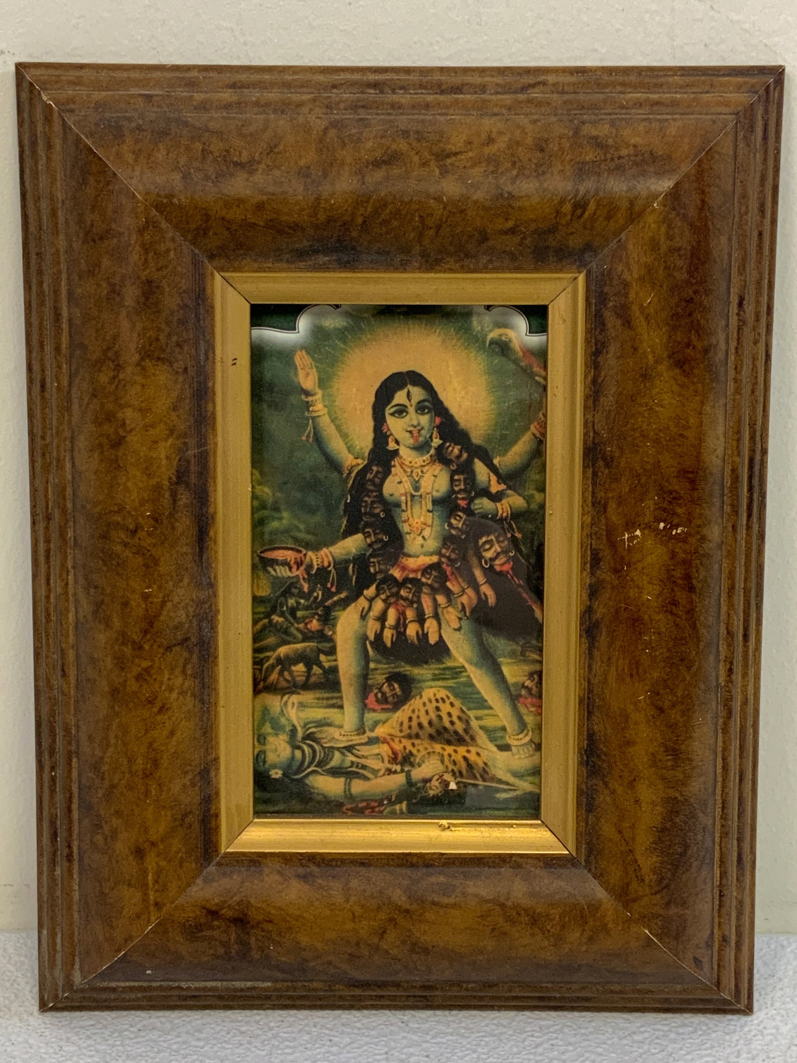 HINDU GODDESS KALI FRAMED PICTURE: HINDU GODDESS KALI FRAMED PICTURE. 6 1/2" X 8 1/2" SIZE. FROM DR. PAUL D LYNN COLLECTION .