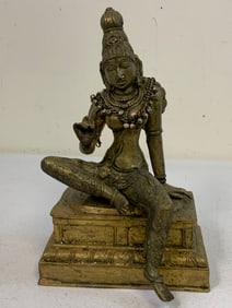 ANTIQUE HINDU GODDESS PARVATI BRASS STATUE
