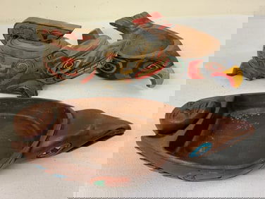NATIVE AMERICAN BRITISH COLUMBIA HAIDA TRIBE VINTAGE CARVED WOOD FEAST BOWLS
