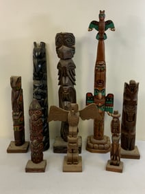 NATIVE AMERICAN NORTHWEST HAIDA TRIBE VINTAGE TOTEM POLES