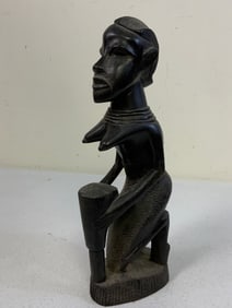 VINTAGE AFRICAN CARVED EBONY WOOD TRIBAL FIGURE