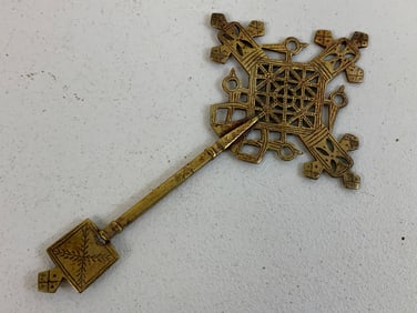 ANTIQUE ETHIOPIAN COPTIC ORTHODOX LARGE BLESSING CROSS