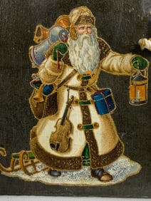 UKRAINE VINTAGE UKRAINIAN GRANDFATHER FROST PAINED ON SLADE ROCK PLATE