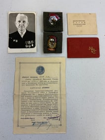USSR DOCUMENTED PERSONAL GROUP TO HERO OF THE RAILROADS