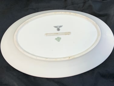 GERMANY THIRD REICH KRAUTHEIM LARGE PORCELAIN SERVING TRAY WEHRMACHT MARKED 1937