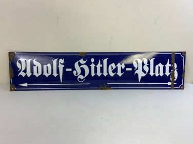 GERMANY THIRD REICH ADOLF HITLER PLATZ PORCELAIN STEET SIGN