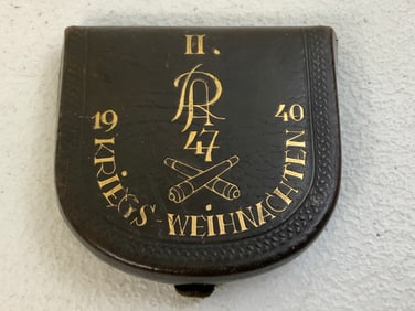 WWII GERMAN ARMY SOLDIER ARTILLERY REGIMENT 47 1940 DATED LEATHER COIN PURSE