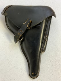 WWII GERMAN BLACK LEATHER LUGER P08 HOLSTER