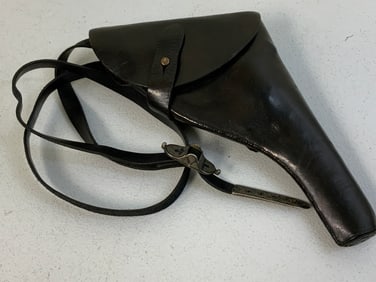 ANTIQUE RUSSIAN COSSACK REVOLVER HOLSTER WITH SELVER DECORATED BELT