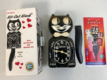 CLASSIC BLACK KIT-CAT KLOCK NEW IN THE BOX