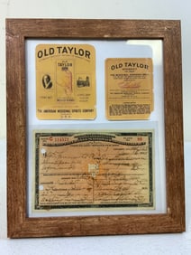 PROHIBITION ERA 1925 U.S. TREASURY DEPARTMENT WHISKEY PRESCRIPTION FRAMED