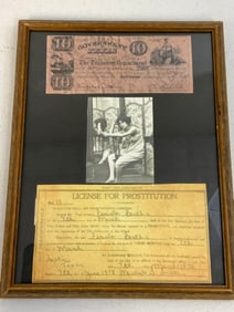 WILD WEST LICENSE FOR PROSTITUTION REPRODUCTION FRAMED