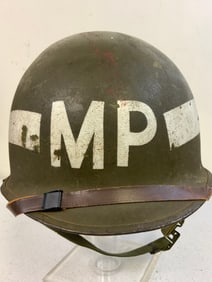 WWII US MP MILITARY POLICE M-1 HELMET WITH LINER