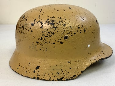 WWII GERMAN M40 COMBAT HELMET SHELL WITH TROPICAL CAMO PAINT