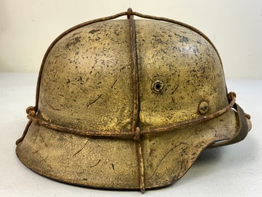 WWII GERMAN LUFTWAFFE M40 COMBAT HELMET WITH TROPICAL CAMO PAINT AND WIRE