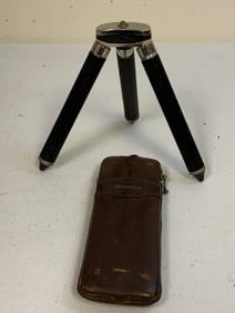 VINTAGE GERMAN CAMERA TRIPOD STAND IN LEATHER CASE
