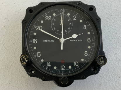 VINTAGE BREITLING WAKMANN MILITARY AIRCRAFT COCKPIT CLOCK SWISS MADE: VINTAGE BREITLING WAKMANN MILITARY AIRCRAFT COCKPIT CLOCK SWISS MADE. APEARS TO BE IN GREAT CONDITION. 3"DIAM.DIAL SIZE.
